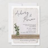 ラスティック バルコニー エコー ユーカリ ボーホー フォト ウェディング 招待状 (正面)