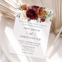 ラスティック バーガンディー オレンジ色の アイボリー 花のウェディング