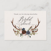 ラスティック バーガンディ ネイビー フラワーの花嫁のシャワーにお礼 エンクロージャーカード (正面)