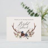 ラスティック バーガンディ ネイビー フラワーの花嫁のシャワーの感謝 エンクロージャーカード (スタンド正面)