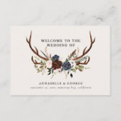 ラスティック バーガンディ ネイビー フラワーボタニカル ウェディング エンクル エンクロージャーカード (正面)