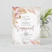 ラスティック バーガンディ ピンク フローラル アイボリー パンパス グラス インビテ 招待状 (スタンド正面)