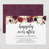 ラスティック バーガンディ フラワル エロープメント レセプション 招待状 (正面/裏面)