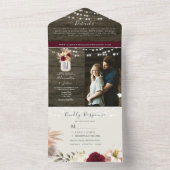 ラスティック バーガンディ フラワーロマンチック オールインワン招待状 (内側)