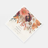 ラスティック バーガンディ フローラル オータム ブライダル シャワー スタンダードランチョンナプキン (角)