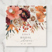 ラスティック バーガンディ フローラル オータム ブライダル シャワー