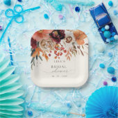 ラスティック バーガンディ フローラル オータム ブライダル シャワー ペーパープレート (パーティー)