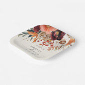 ラスティック バーガンディ フローラル オータム ブライダル シャワー ペーパープレート (傾斜あり)