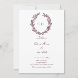 ラスティック バーガンディ ワイルドフラワー リース ウェディング 招待状