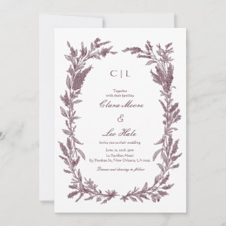 ラスティック バーガンディ ワイルドフラワー リース ウェディング 招待状