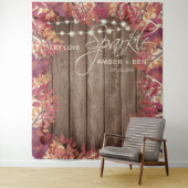 ラスティック バーンダウンウッド ストリング ライト フローラル 秋のウェディング タペストリー (インサイチュ)