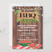 ラスティック, バーンワッド, ストリングライト, BBQ 誕生日招待状 招待状 (正面)