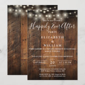 ラスティック バーン ウッド ストリング ライト ウェディング レセプション 招待状 (正面/裏面)
