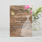 ラスティック バーン ウッド ブライダル シャワー - ピンク 招待状 (スタンド正面)