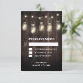 ラスティック バーン ウッド メイソンジャー 結婚式 RSVP カード (スタンド正面)