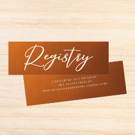 ラスティック バーン オレンジ オータム ウェディング レジストリー インサート スキニー名刺