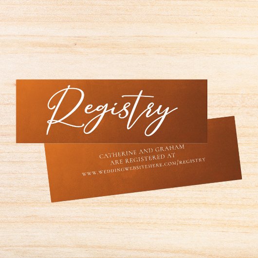 ラスティック バーン オレンジ オータム ウェディング レジストリー インサート スキニー名刺