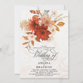 ラスティック バーン オレンジ テラコッタ エレガント ウェディング 招待状 (正面)