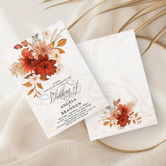 ラスティック バーン オレンジ テラコッタ エレガント ウェディング 招待状