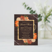 ラスティック バーン オレンジ 秋の花 ブライダル シャワー ポストカード (スタンド正面)