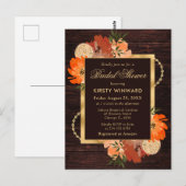 ラスティック バーン オレンジ 秋の花 ブライダル シャワー ポストカード (正面/裏面)