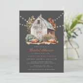 ラスティック バーン ストリング ライト 秋のブライダル シャワー 招待状 (スタンド正面)