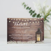 ラスティック バーン ランタン ストリング ライト ウェディング ディテール 招待状 (スタンド正面)