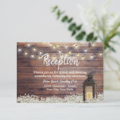 ラスティック バーン ランタン ストリング ライト ウェディング レセプション 招待状 (スタンド正面)
