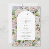 ラスティック パステル ハイドランジア フラワーモノグラム ペリウィンクル 招待状 (正面)
