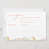 ラスティック パステル ワイルドフラワー ブライダル シャワー レシピ カード (正面)