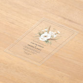 ラスティック パンパス グラス ホワイト フローラル ボヘミア ウェディング アクリル招待状 (レイダウン)