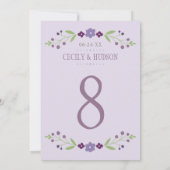 ラスティック パープルとグリーンの花の結婚式 招待状 (裏面)