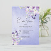 ラスティック パープル ウォーターカラー フローラル ブライダル シャワー 招待状 (スタンド正面)