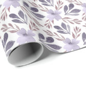 ラスティック パープル ウォーターカラー 花柄 ラッピングペーパー (ロールコーナー)