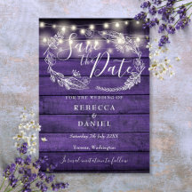 ラスティック パープル ウッド ストリング ライト フローラル ウェディング