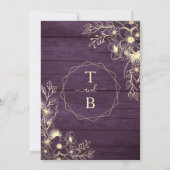 ラスティック パープル ゴールド フローラルレース ウェディング 招待状 (裏面)