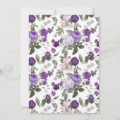 ラスティック パープル フレンチ ローズ & ピオニー 誓いの更新 招待状 (裏面)