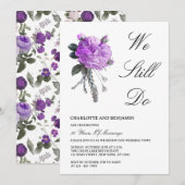 ラスティック パープル フレンチ ローズ & ピオニー 誓いの更新 招待状 (正面/裏面)