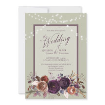 ラスティック パープル フローラル ストリング ライト グリーン ウェディング