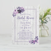 ラスティック パープル フローラル スプリング ウェディング ブライズ シャワー 招待状 (スタンド正面)