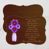 ラスティック パープル メイソンジャー ブライダルシャワー 招待状 (正面/裏面)