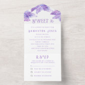 ラスティック パープル ライラック スイート 16 フラワーズ シックスティーン オールインワン招待状 (内側)