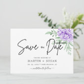 ラスティック パープル ローズ フローラル ユーカリ ボヘミア ウェディング セーブザデート (スタンド正面)