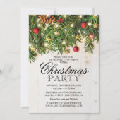 ラスティック ビジネス クリスマス ホリデー パーティー 招待状 (正面)