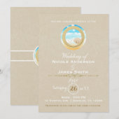 ラスティック ビーチ ウェディング クラフト モダン エレガント 招待状 (正面/裏面)