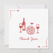 ラスティック ピザ & ワイン ブライダル シャワー サンキューカード (正面)