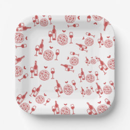 ラスティック ピザ & ワイン ブライダル シャワー ペーパープレート