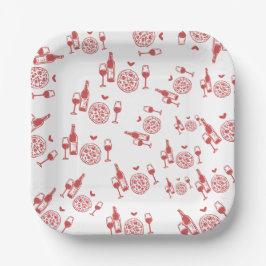 ラスティック ピザ & ワイン ブライダル シャワー ペーパープレート