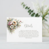 ラスティック ピンクとオレンジの花の結婚式の詳細 エンクロージャーカード (スタンド正面)