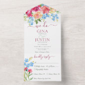 ラスティック ピンク カーネーション & ワルナスビー ディナー オールインワン招待状 (内側)